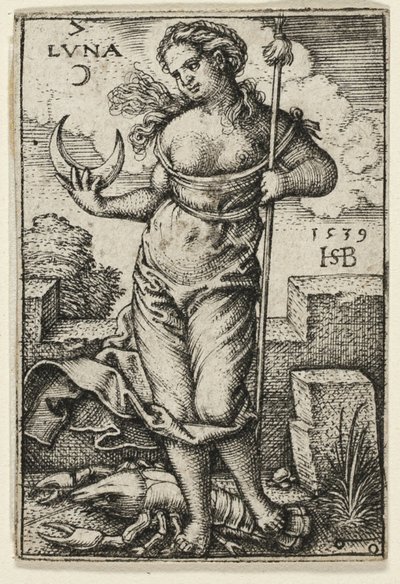 Měsíc, deska sedm ze Sedmi planet se zvěrokruhy od Hans Sebald Beham