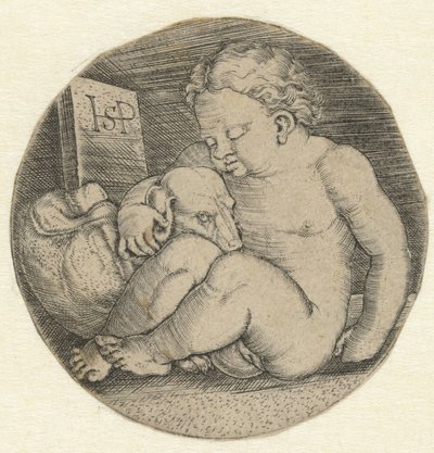Nahá dívka se psem od Hans Sebald Beham
