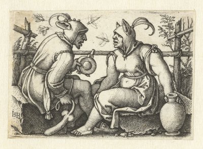 Šašek s falusem a ženským nár od Hans Sebald Beham