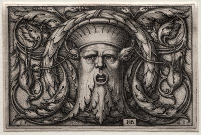 Ornament satyrovy hlavy a věnce od Hans Sebald Beham