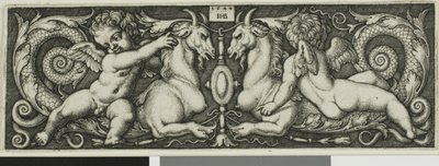 Ornament se dvěma Genii na koni chimérických zvířat od Hans Sebald Beham