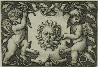 Ornament s maskou v držení dvou géniů od Hans Sebald Beham