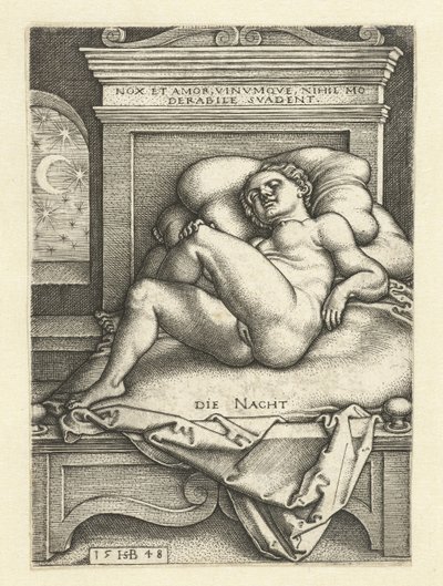 Nahá žena spí jako noc Ta noc (název na objektu) od Hans Sebald Beham