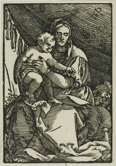 Svatá rodina pod baldachýnem od Hans Sebald Beham