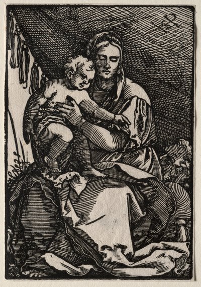 Svatá rodina pod stanem od Hans Sebald Beham