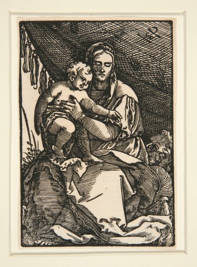 Svatá rodina pod baldachýnem od Hans Sebald Beham