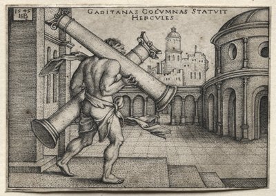 The Labors of Hercules: Hercules Carrying the Columns of Gades, 1545. od Hans Sebald Beham