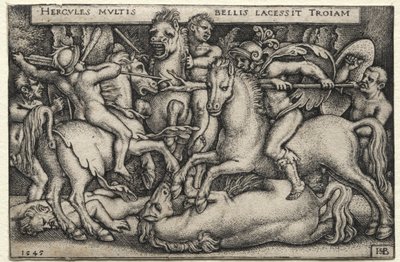 Herkulova práce: Herkules dobývá Tróju od Hans Sebald Beham