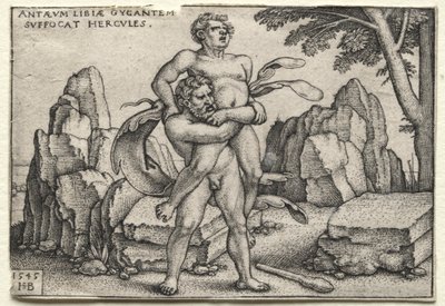 The Labors of Hercules: Hercules Crushing Antaeus od Hans Sebald Beham