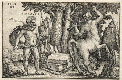 The Labors of Hercules: Hercules Shooting Nessus, 1542. od Hans Sebald Beham