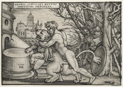 The Labors of Hercules: Hercules Strangling the Nemean Lion, 1548. od Hans Sebald Beham