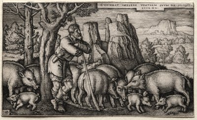Marnotratný syn: Péče o svině od Hans Sebald Beham