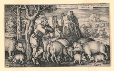 Marnotratný syn mezi prasaty od Hans Sebald Beham