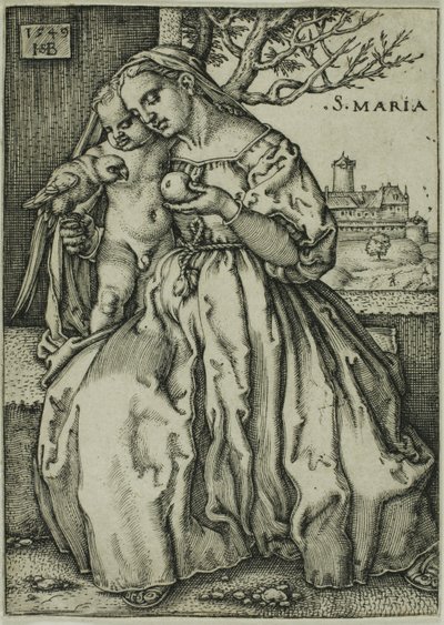 Panna a dítě s papouškem od Hans Sebald Beham