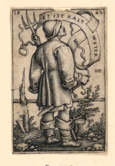 The Weather Peasant: „Je chladné počasí“ od Hans Sebald Beham