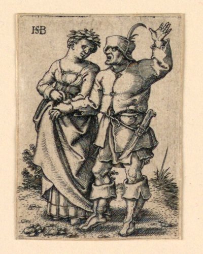 Svatební průvod: Pár kráčí vlevo, žena s věncem od Hans Sebald Beham