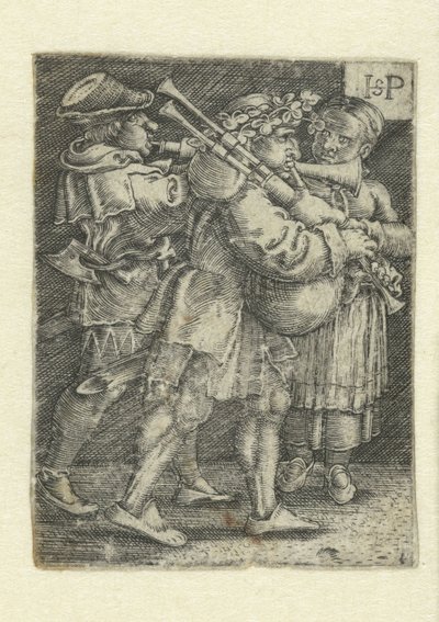 Dva muzikanti a dívka od Hans Sebald Beham