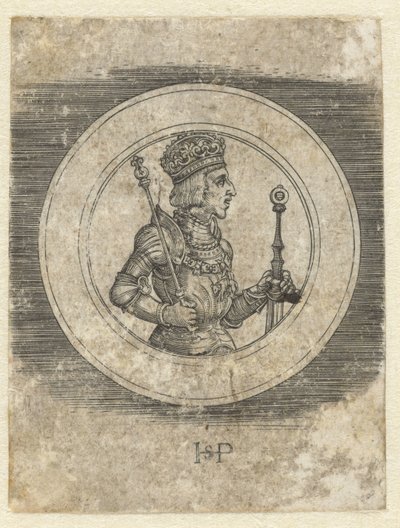 Avers medaile s portrétem uherského a českého krále Ferdinanda I. v poloviční délce od Hans Sebald Beham