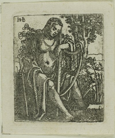 Žena s harfou od Hans Sebald Beham
