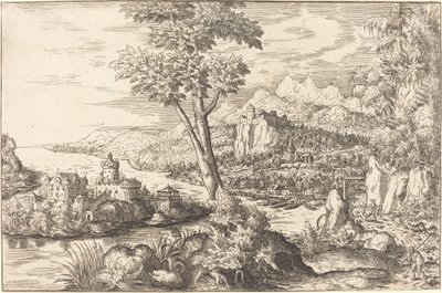 Krajina se třemi muži, c. 15581559. od Hans Sebald Lautensack