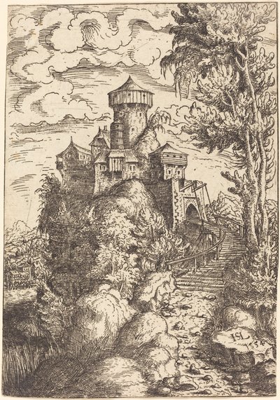 Krajina s pevností a velkým schodištěm, 1554. od Hans Sebald Lautensack
