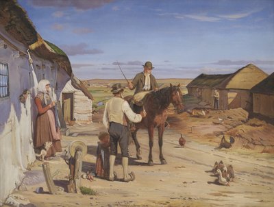 Cizinec se ptá na cestu na farmě na Moors od Hans Smidth