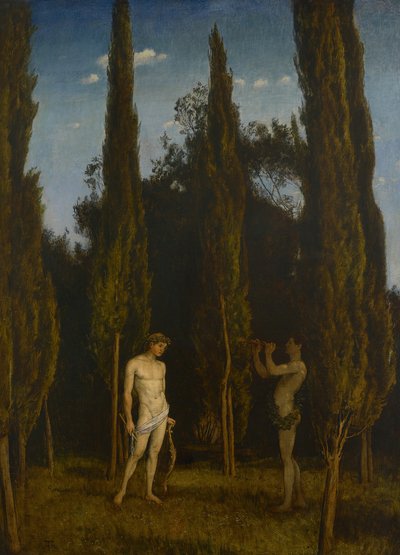 Apollo a Marsyas, od Hans Thoma