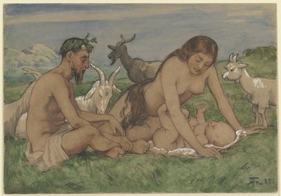 Rodina faunů od Hans Thoma