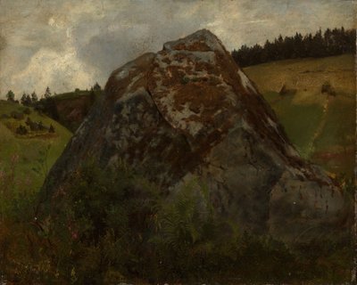 Skalní blok v údolí s loukami od Hans Thoma