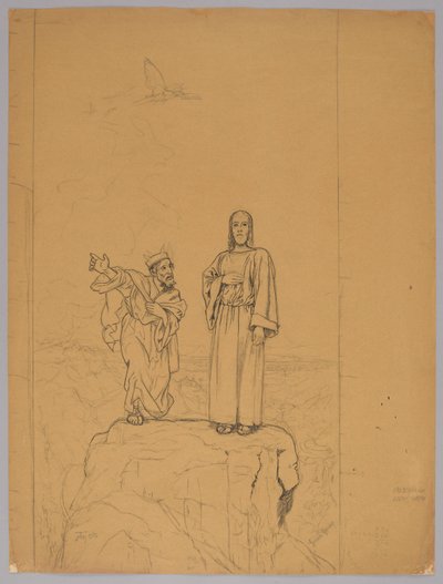 Pokušení Krista, verso: Ukřižovaný Kristus od Hans Thoma