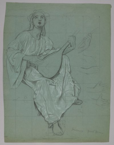 Lutnistka (přední a zadní strana) od Hans Thoma