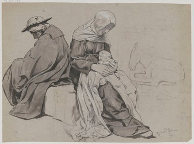 Odpočinek Svaté rodiny při útěku do Egypta od Hans Thoma