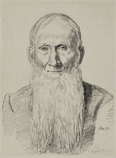 Busta starce s dlouhým vousem od Hans Thoma