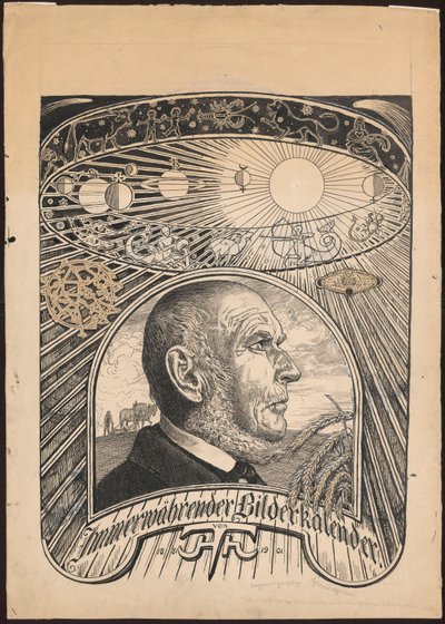 Návrh obálky pro knihu „Věčný kalendář v obrazech“ od Hans Thoma