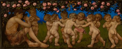 Tančící putti s růžovou girlandou od Hans Thoma