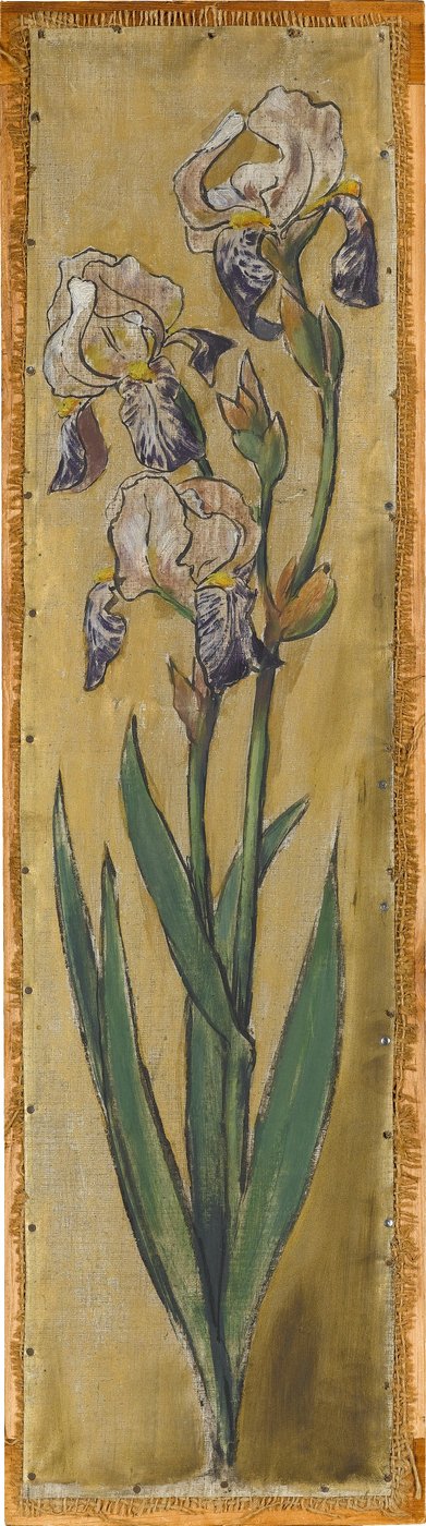 Nástěnný vlys z hudebního sálu domu Pringsheim v Mnichově: váza s kosatci. Vlevo od inv. č. 1927 od Hans Thoma