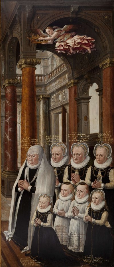 Rodina Julia Brunšvicko-Lüneburgského a Hedviky Braniborské. Křídlo epitafního oltáře od Hans Vredeman de Vries