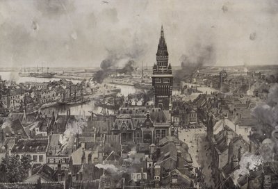 Bombardování Dunkerque (litho) od Hans W. (after) Schmidt