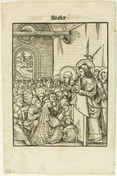 Kristus káže, z Leben Jesu Christi, deska 19 z Dřevorytů z knih XVI. století od Hans Wechtlin I