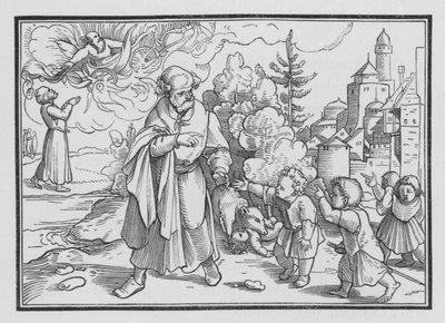 Medvědi ničí děti, které se posmívaly Elizeovi, 2 Kings II, 23 od Hans after Holbein the Younger
