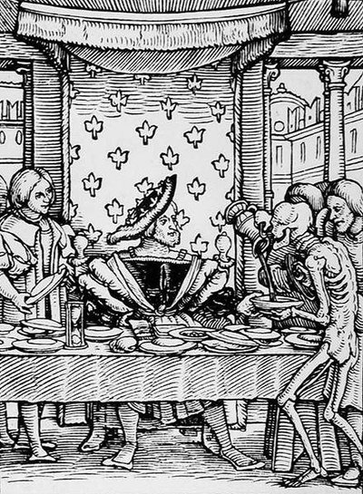 Smrt a král, z Tanec smrti, rytina Hanse Lutzelburgera, kolem roku 1538 od Hans after Holbein the Younger
