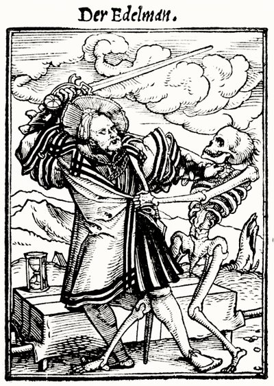 Smrt a šlechtic, z Tanec smrti, vyryl Hans Lutzelburger, kolem roku 1538 od Hans after Holbein the Younger