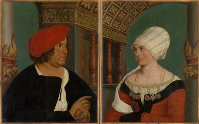 Dvojportrét basilejského starosty Jacoba Meyera zum Hasena a jeho manželky Dorothey Kannengiesser, 1516 (tempera na lipovém dřevě) od Hans after Holbein the Younger