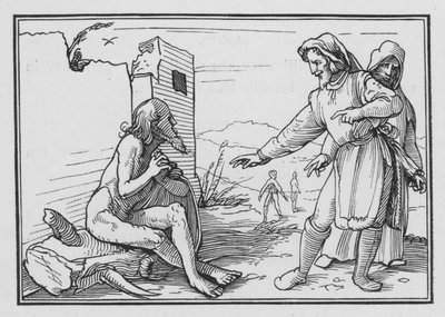 Elifaz kárá Joba, aby se ospravedlnil, Job XV, 1, 2 od Hans after Holbein the Younger