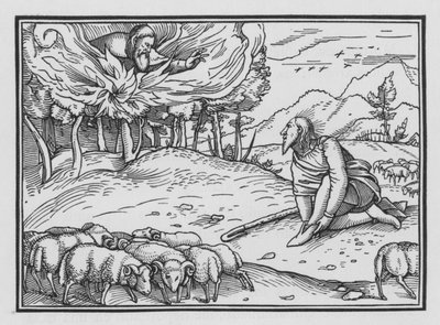 Bůh se zjevuje Mojžíšovi v hořícím keři, Exodus III, 5 od Hans after Holbein the Younger