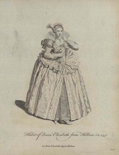 Zvyk královny Alžběty z Holbeinu v roce 1551 od Hans after Holbein the Younger