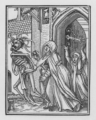 Holbeinův tanec smrti: Abatyše od Hans after Holbein the Younger