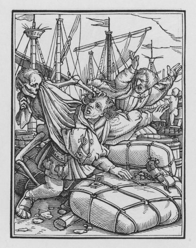 Holbeinův tanec smrti: Obchodník od Hans after Holbein the Younger