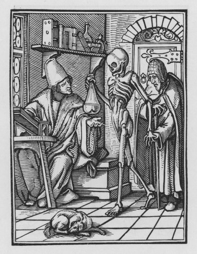Holbeinův tanec smrti: Lékař od Hans after Holbein the Younger