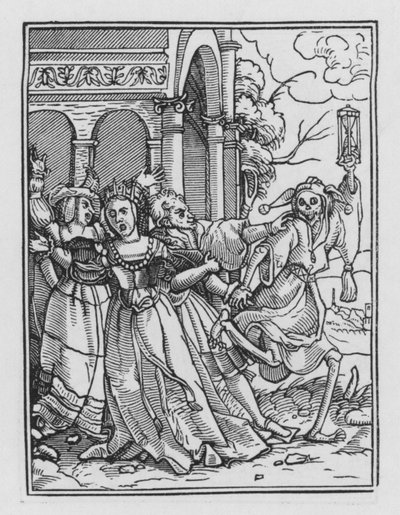 Holbeinův tanec smrti: Královna od Hans after Holbein the Younger